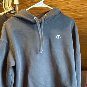 Champion Black Pullover Hoodie with Small Chest Logo